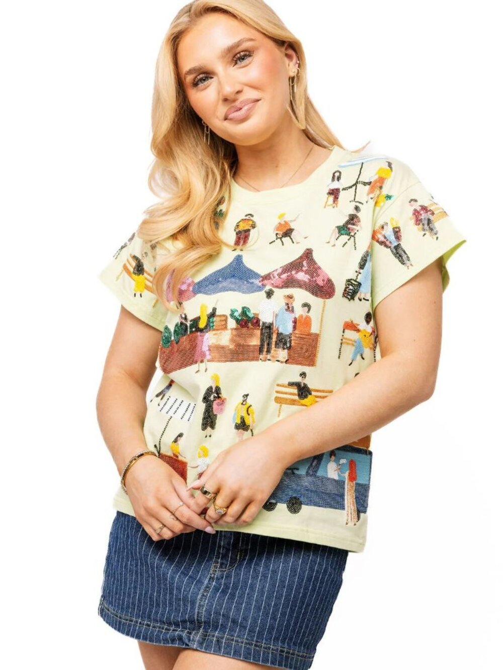NWT Queen of Sparkles Mint Green Farmers Market Tee